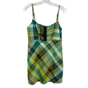 NEW Urban Outfitters Keya Plaid Eye & Hook Mini Dress Green Multi - Size Medium